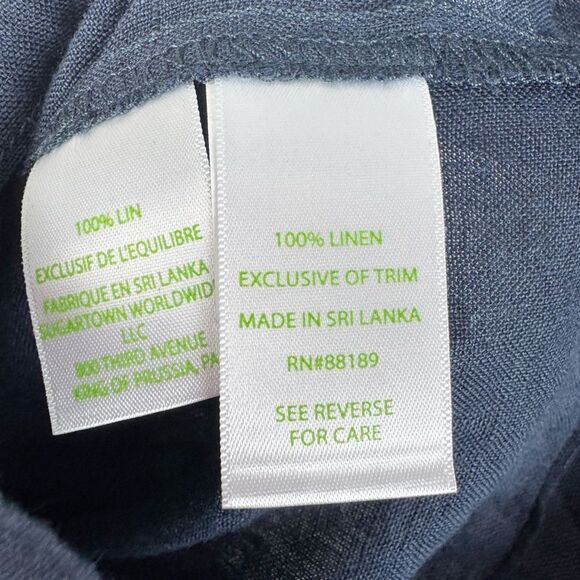 LILLY PULITZER | Breeta True Navy Blue Linen Wide Leg Pants Women’s Size 16 - Picture 11 of 14